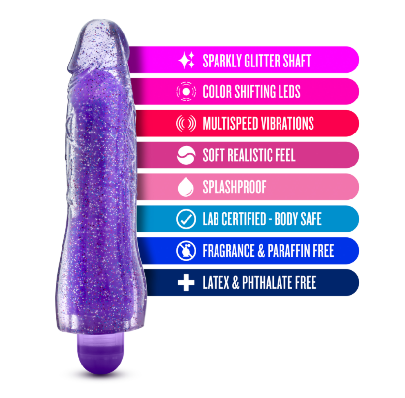 Glow Dicks Molly Glitter Vibrator - Purp