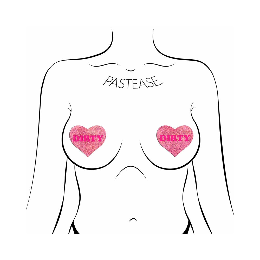 'DIRTY' Heart Pasties - Pink on Pink