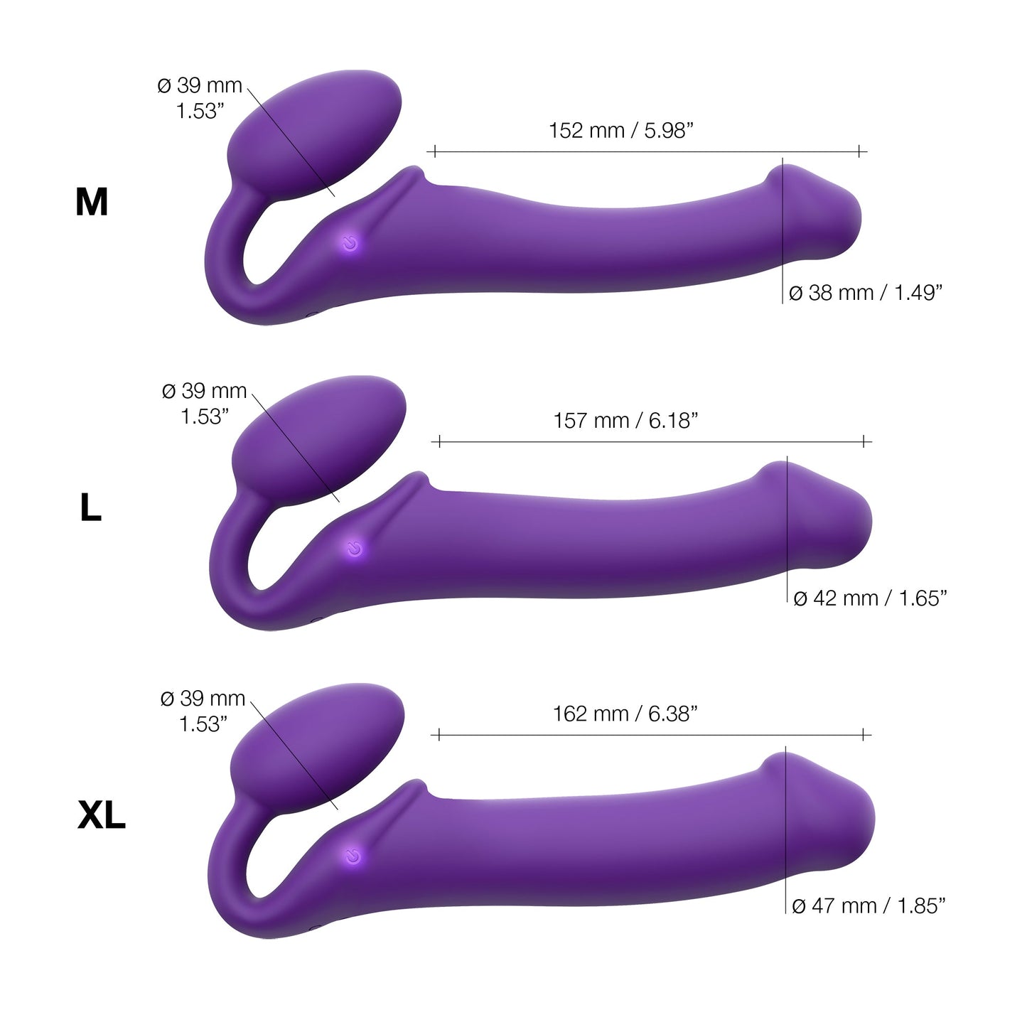 VIBRATING BENDABLE STRAP-ON - L - PURPLE