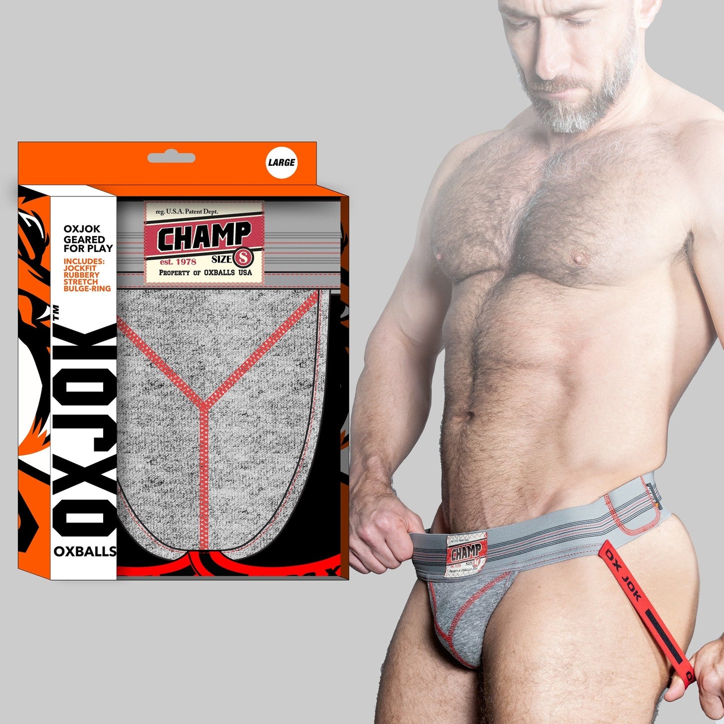 CHAMP, vintage sweatshirt jockstrap, GRAY HEATHER, MEDIUM