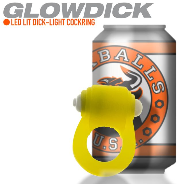 GLOWDICK, cockring with LED, YELLOW ICE