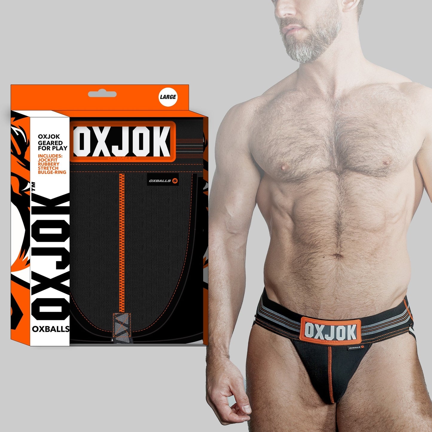 SLINGJOCK, upthrust slider-strap jock, BLACK IRON, X-LARGE