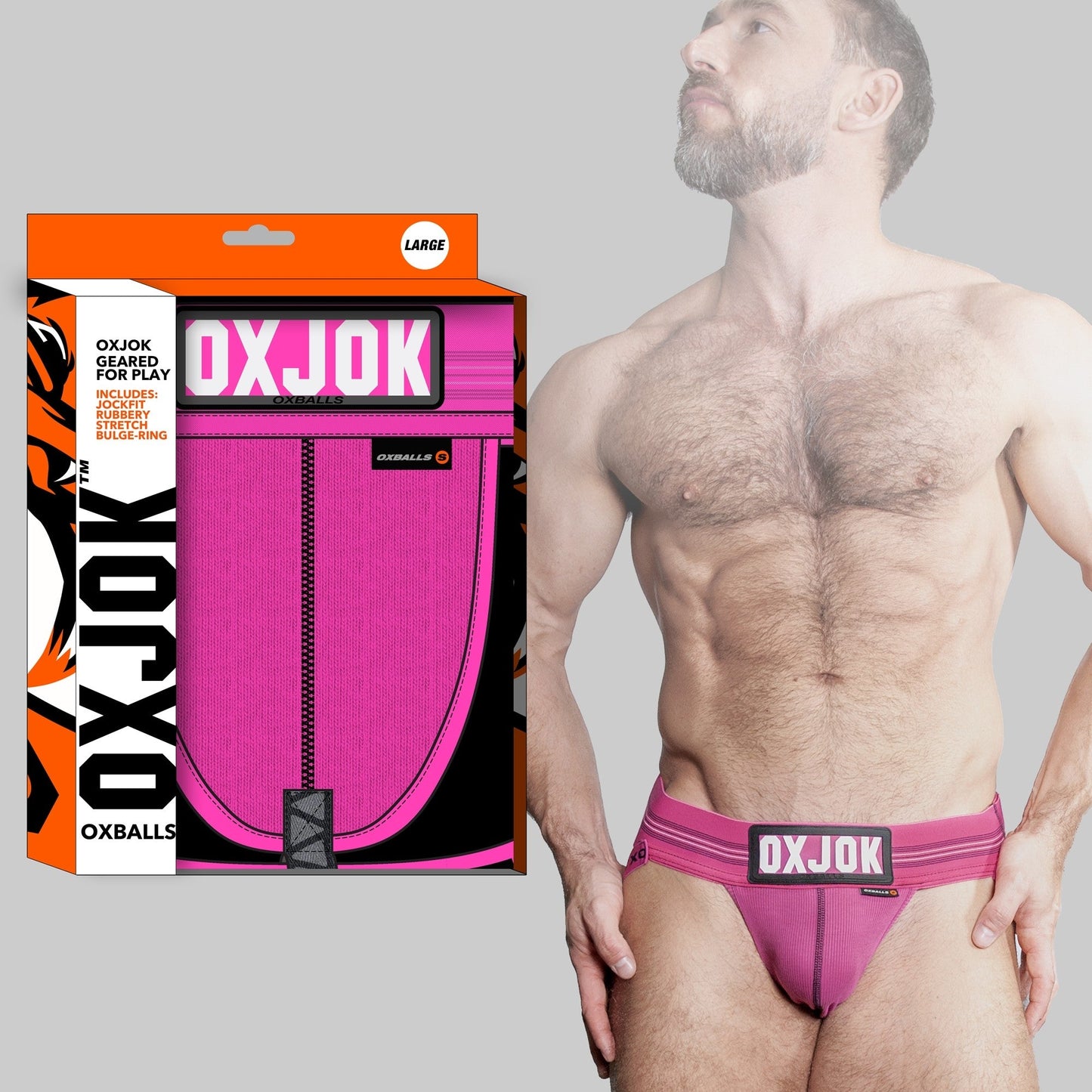 SLINGJOCK, upthrust slider-strap jock, PINK SKY, LARGE